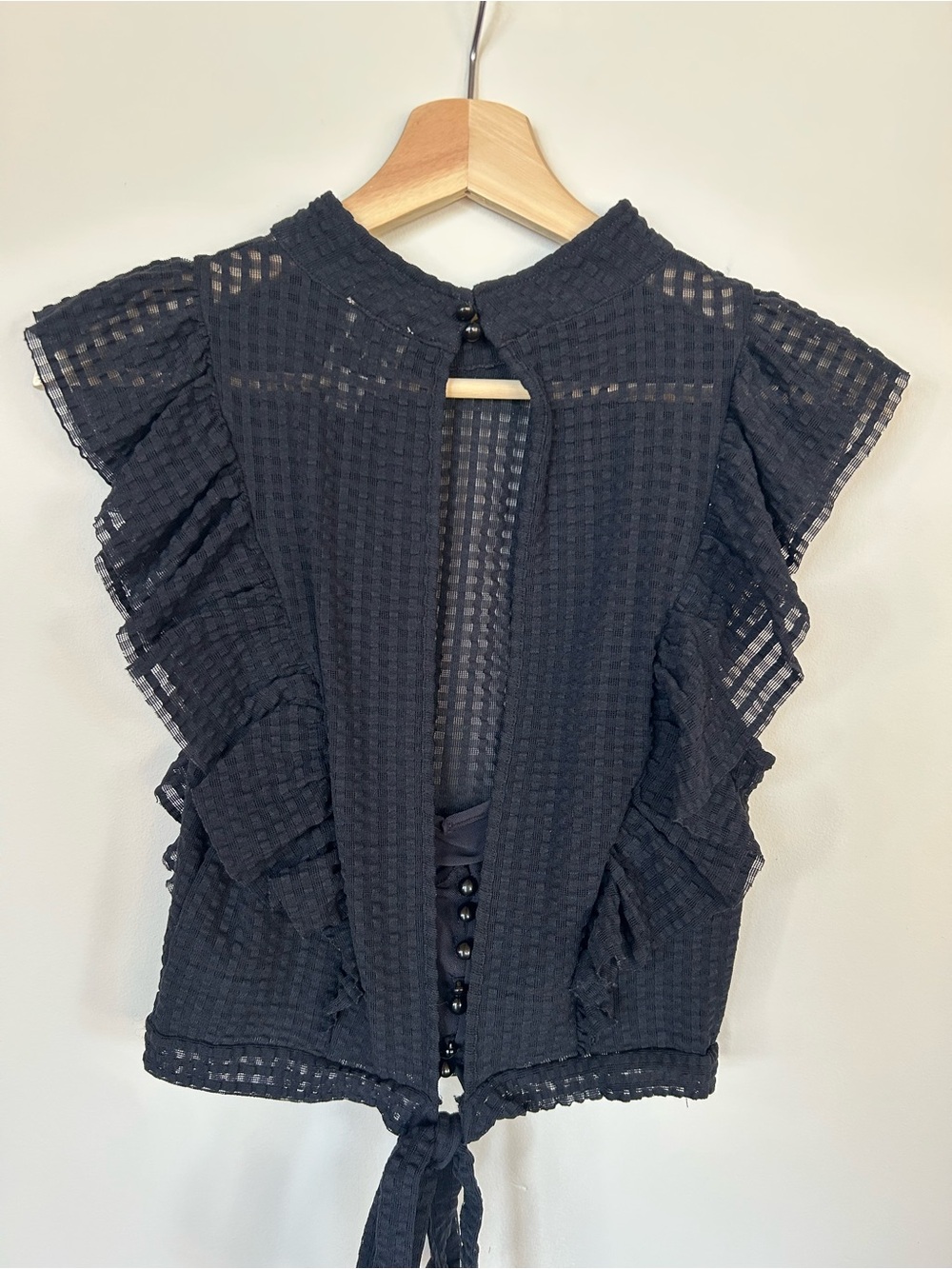 Maeve Cropped Ruffle Mesh Top - Picture 6 of 9
